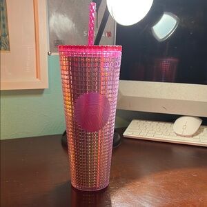 Starbucks Pink Iridescent Tumbler with Straw